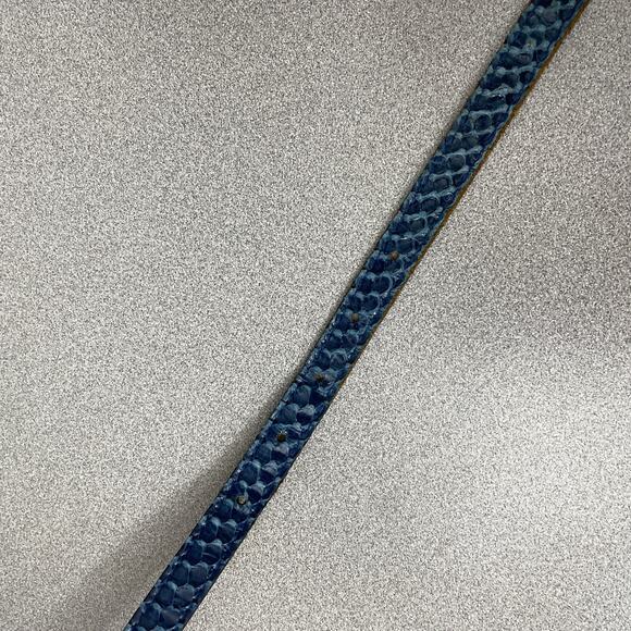 MZ Accessories Ny Snake Leather Belt Womens Small Blue Goldtone Buckle Wrap 1/2" - Picture 6 of 10